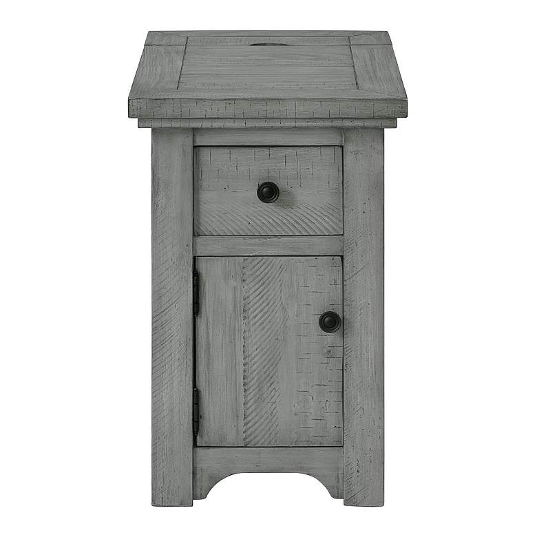 Image 5 Beach House 16 inch Wide Gray Side Table with Plugs and USB more views