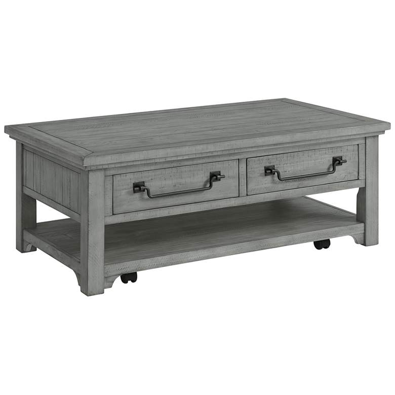Image 2 Beach House 50" Wide Dove Gray 2-Drawer Coffee Table