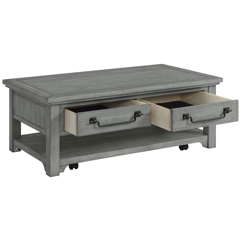 Image 4 Beach House 50" Wide Dove Gray 2-Drawer Coffee Table more views