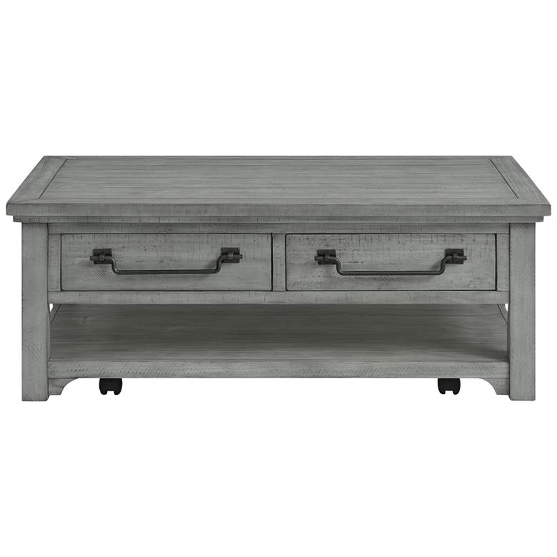 Image 5 Beach House 50" Wide Dove Gray 2-Drawer Coffee Table more views