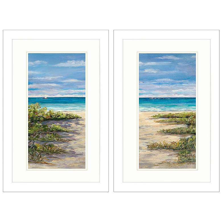 Image 1 Beach View Panel 21"W x 33"H Framed Art Set of 2