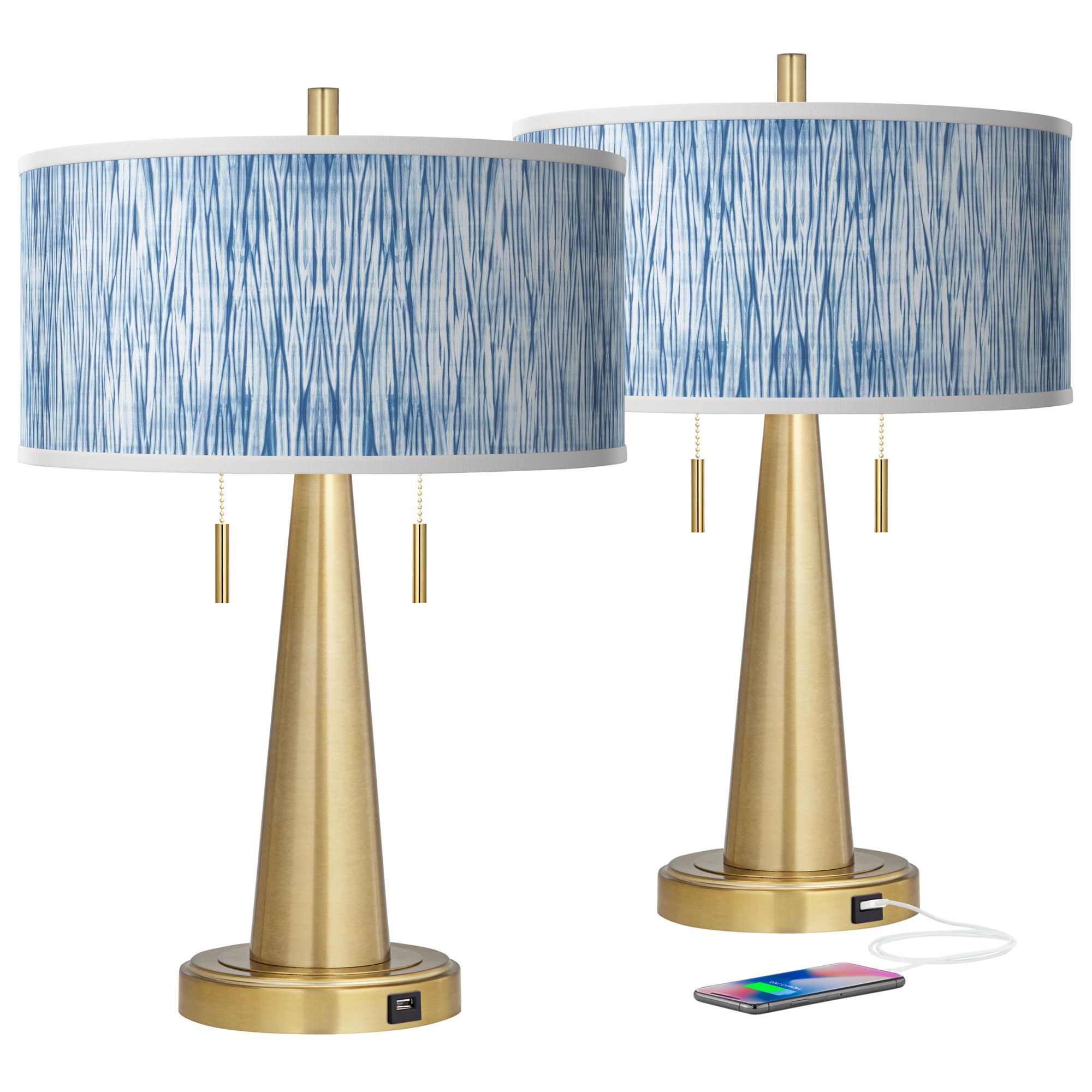 Beachcomb Vicki Gold USB Table Lamps Set of 2