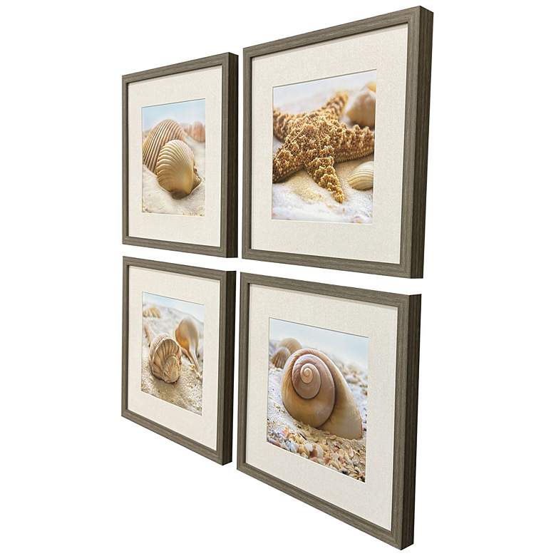 Image 2 Beachy Shells 20"W x 20"H Coastal Framed Art Set of 4 more views