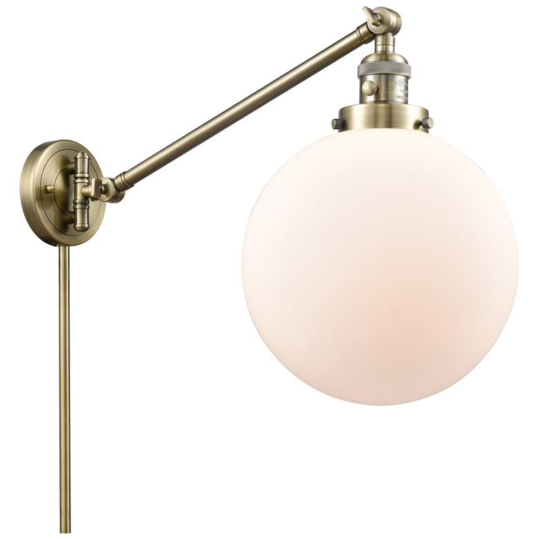 Image 1 Beacon 10" Antique Brass LED Swing Arm With Matte White Shade