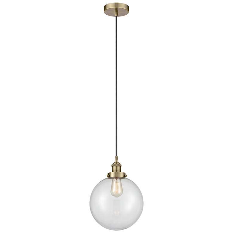 Image 1 Beacon 10" Antique Brass Mini Pendant w/ Clear Shade