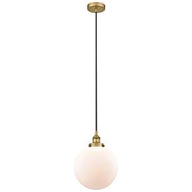 Image1 of Beacon 10" Brushed Brass Mini Pendant w/ Matte White Shade