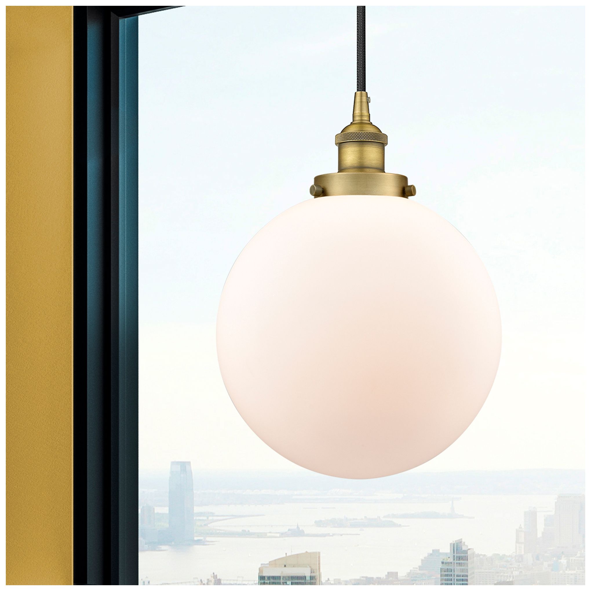 Beacon 10" Brushed Brass Mini Pendant w/ Matte White Shade