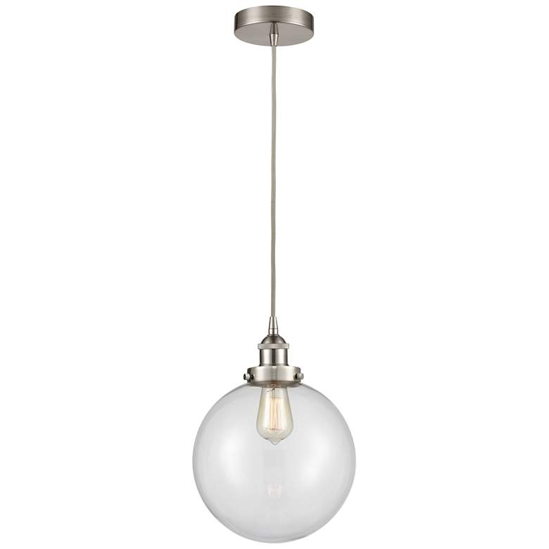 Image 1 Beacon 10" Brushed Satin Nickel Mini Pendant w/ Clear Shade