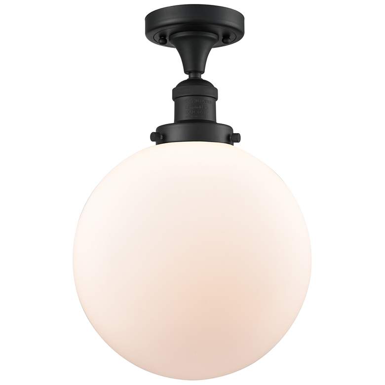Image 1 Beacon 10" LED Semi-Flush Mount - Matte Black - Matte White Shade