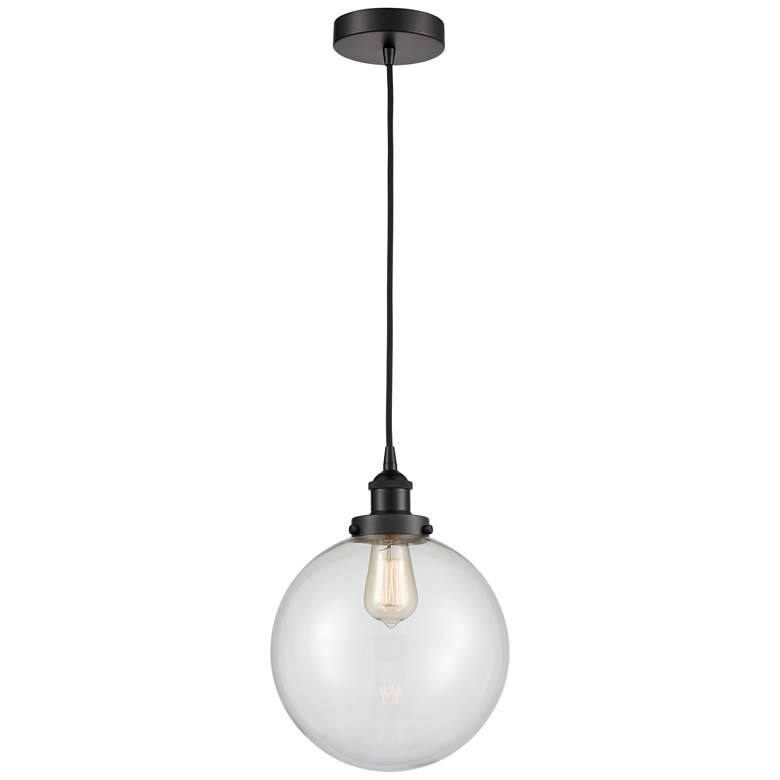Image 1 Beacon 10" Matte Black Mini Pendant w/ Clear Shade