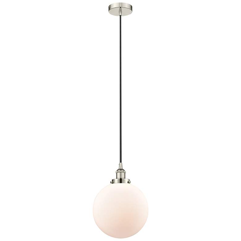 Image 1 Beacon 10" Polished Nickel Mini Pendant w/ Matte White Shade