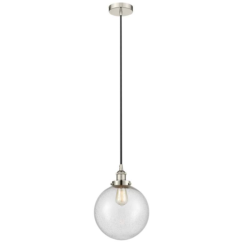 Image 1 Beacon 10" Polished Nickel Mini Pendant w/ Seedy Shade