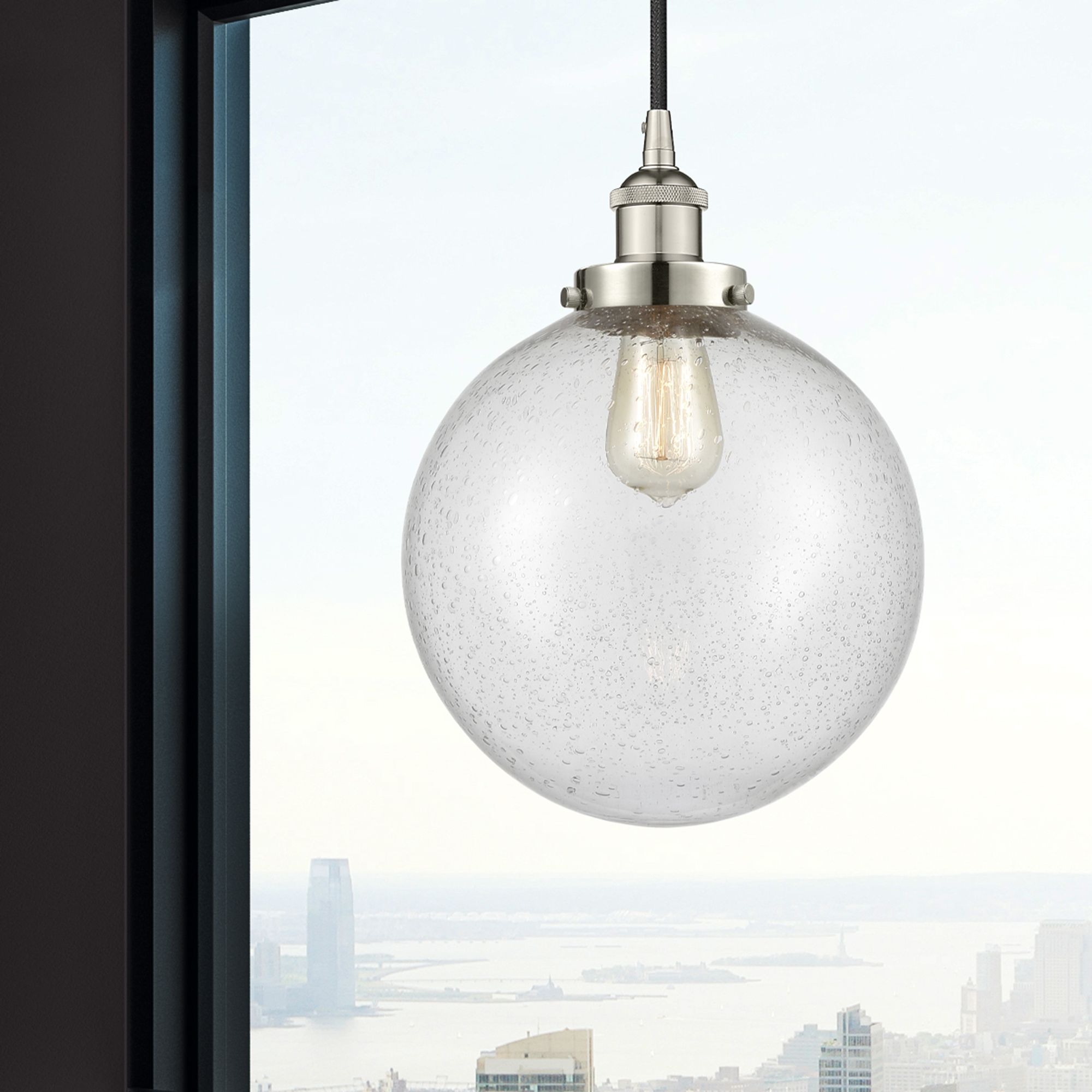 Image 2 Beacon 10" Polished Nickel Mini Pendant w/ Seedy Shade more views
