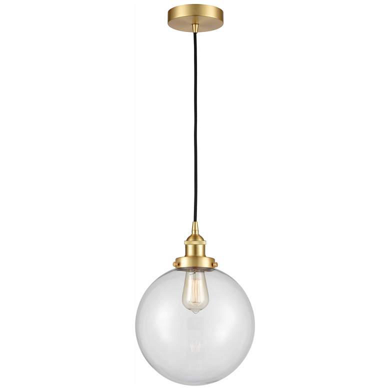 Image 1 Beacon 10" Satin Gold Mini Pendant w/ Clear Shade