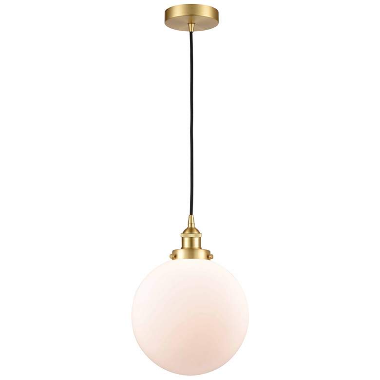 Image 1 Beacon 10" Satin Gold Mini Pendant w/ Matte White Shade