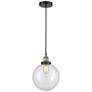 Beacon 10" Wide Black Brass Corded Mini Pendant With Clear Shade