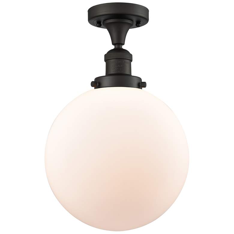 Image 1 Beacon 10" Wide Oil Rubbed Bronze Semi Flush Mount w/ Matte White Shad