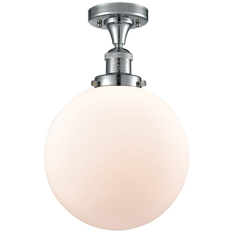 Image 1 Beacon 10" Wide Polished Chrome Semi Flush Mount w/ Matte White Shade