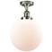 Beacon 10" Wide Polished Nickel Semi Flush Mount w/ Matte White Shade