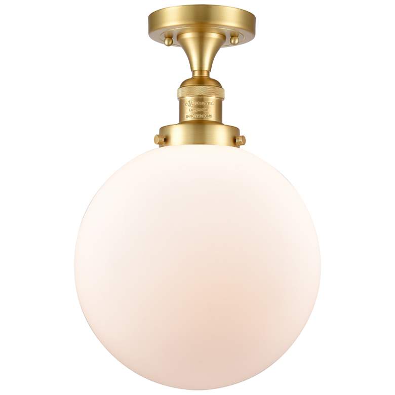 Image 1 Beacon 10" Wide Satin Gold Globe Ceiling Light