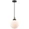 Beacon 10"W Black Brass Corded Mini Pendant w/ Matte White Shade