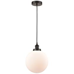 Beacon 10"W Oil-Rubbed Bronze Mini Pendant with White Shade