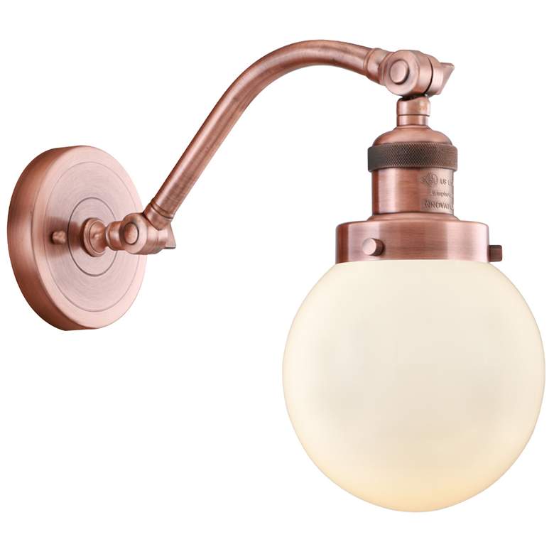 Image 1 Beacon 11.5" High Copper Sconce w/ Matte White Shade