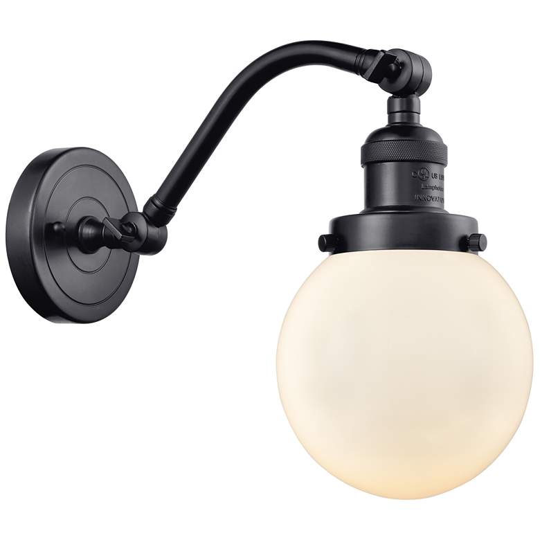 Image 1 Beacon 11.5" High Matte Black Sconce w/ Matte White Shade
