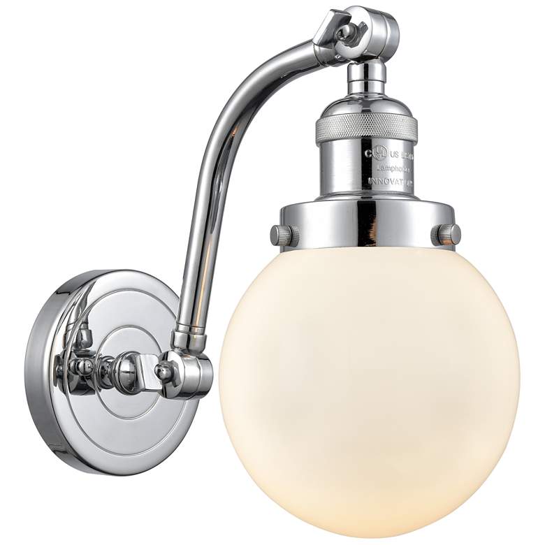 Image 1 Beacon 11.5" High Polished Chrome Sconce w/ Matte White Shade