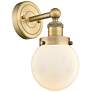 1_Beacon 11 1/2" High Brushed Brass Wall Sconce w/ White Glass