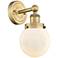 Beacon 11 1/2" High Brushed Brass Wall Sconce w/ White Glass