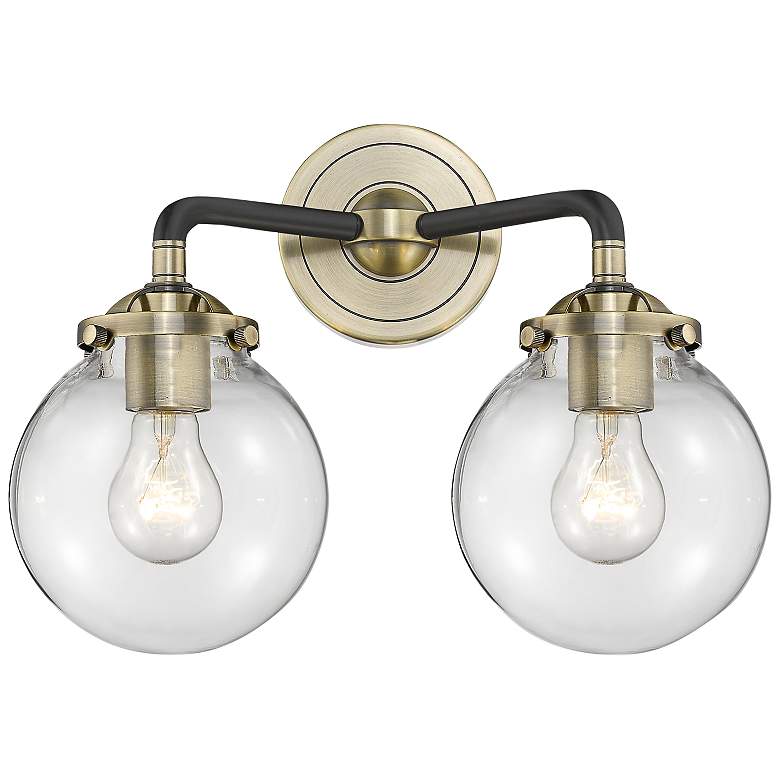Image 1 Beacon 11" High Antique Brass and Black 2-Light Wall Sconce