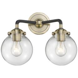 Beacon 11&quot; High Antique Brass and Black 2-Light Wall Sconce