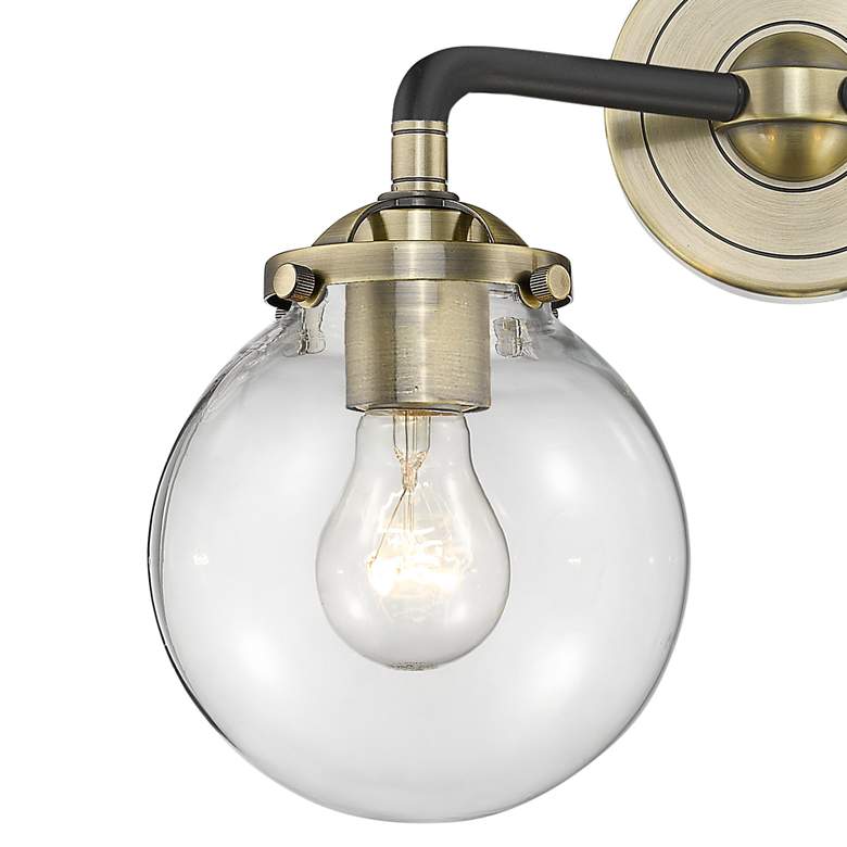 Image 2 Beacon 11" High Antique Brass and Black 2-Light Wall Sconce more views