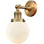 1_Beacon 11" High Brushed Brass Wall Sconce with White Glass