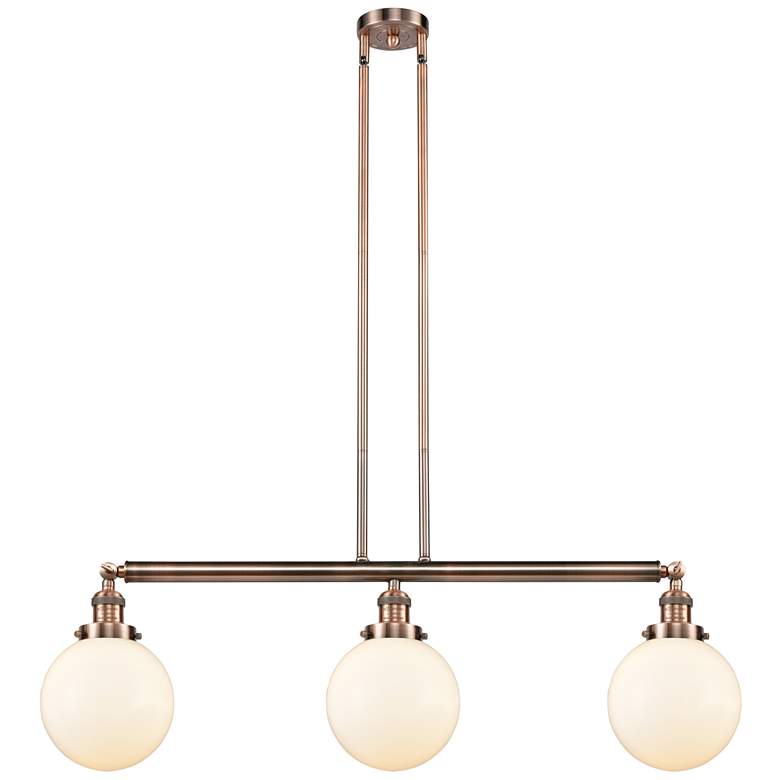 Image 1 Beacon 12.88" 3 Light Copper LED Stem Hung Island Light w/ White Shade