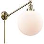 Beacon 12" Antique Brass LED Swing Arm With Matte White Shade