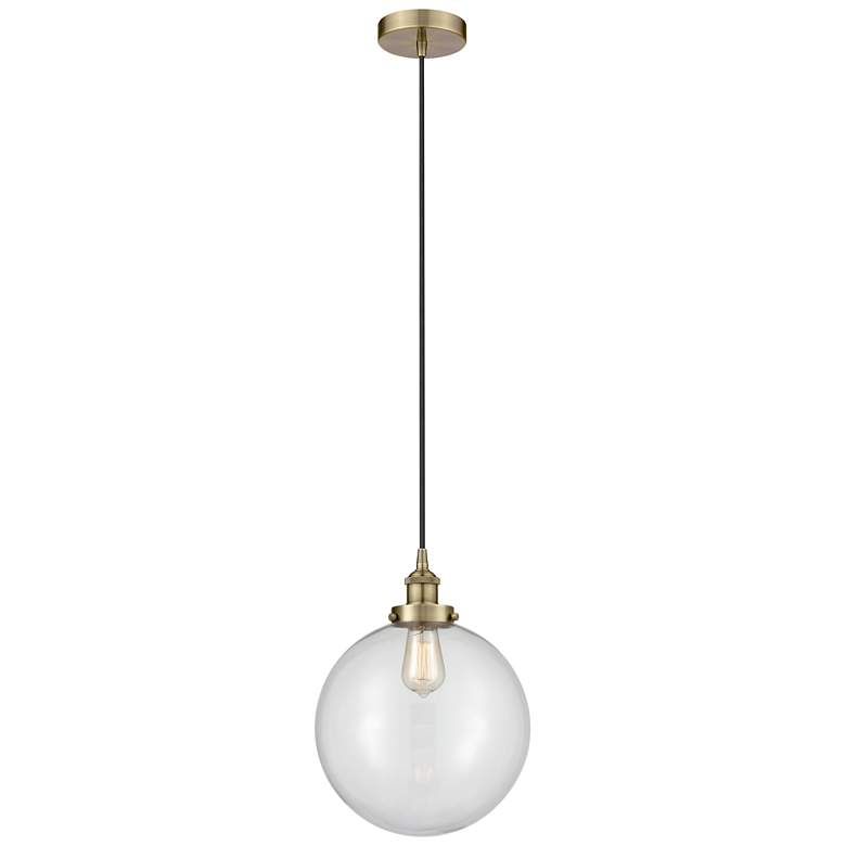 Image 1 Beacon 12" Antique Brass Mini Pendant w/ Clear Shade