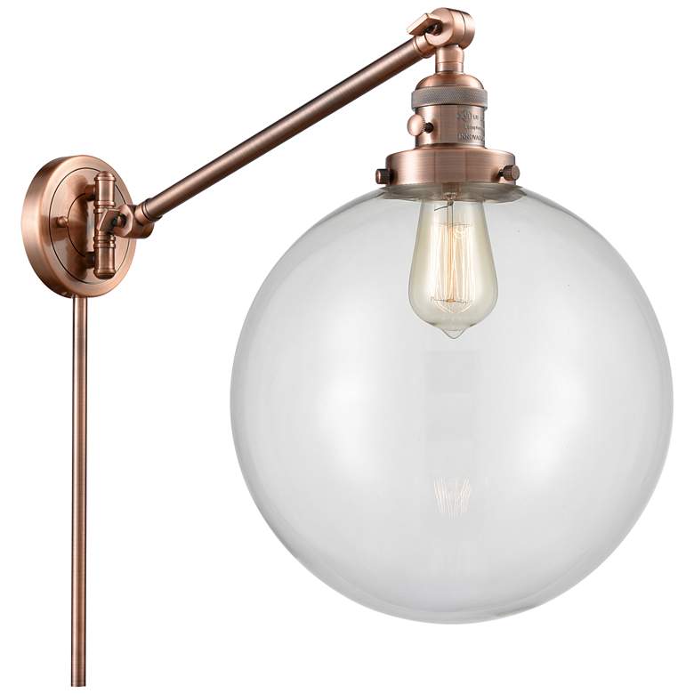 Image 1 Beacon 12" Antique Copper LED Swing Arm With Clear Shade