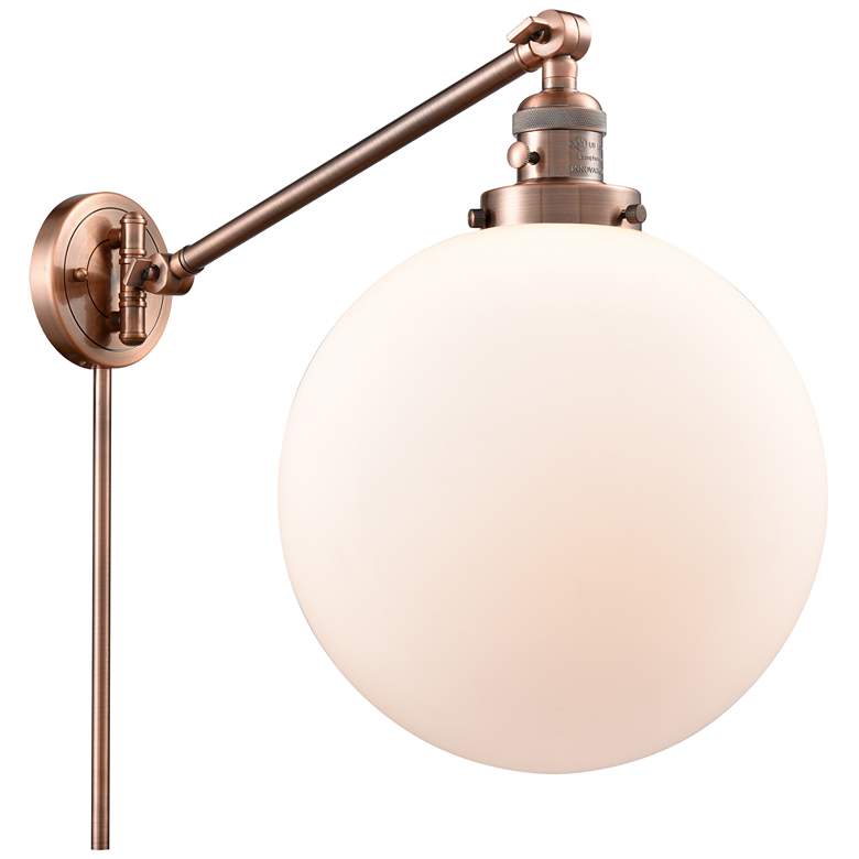 Image 1 Beacon 12" Antique Copper LED Swing Arm With Matte White Shade