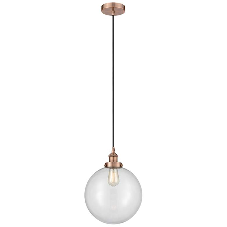 Image 1 Beacon 12" Antique Copper Mini Pendant w/ Clear Shade