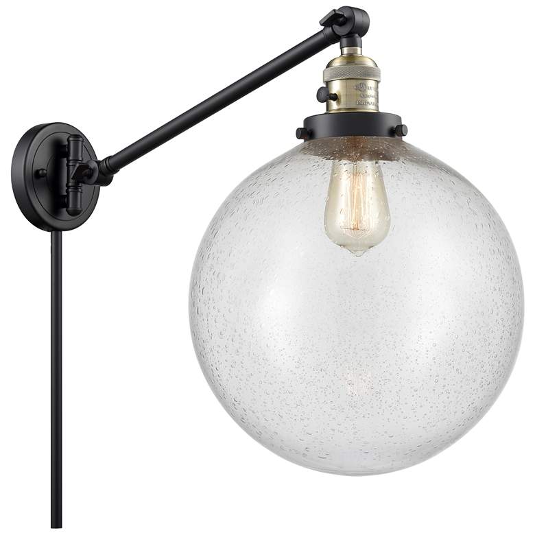 Image 1 Beacon 12" Black Antique Brass LED Swing Arm With Seedy Shade