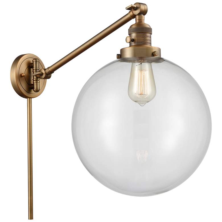 Image 1 Beacon 12" Brushed Brass LED Swing Arm With Clear Shade