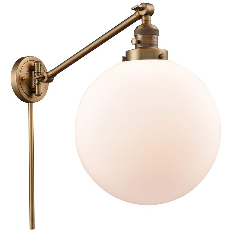 Image 1 Beacon 12" Brushed Brass LED Swing Arm With Matte White Shade