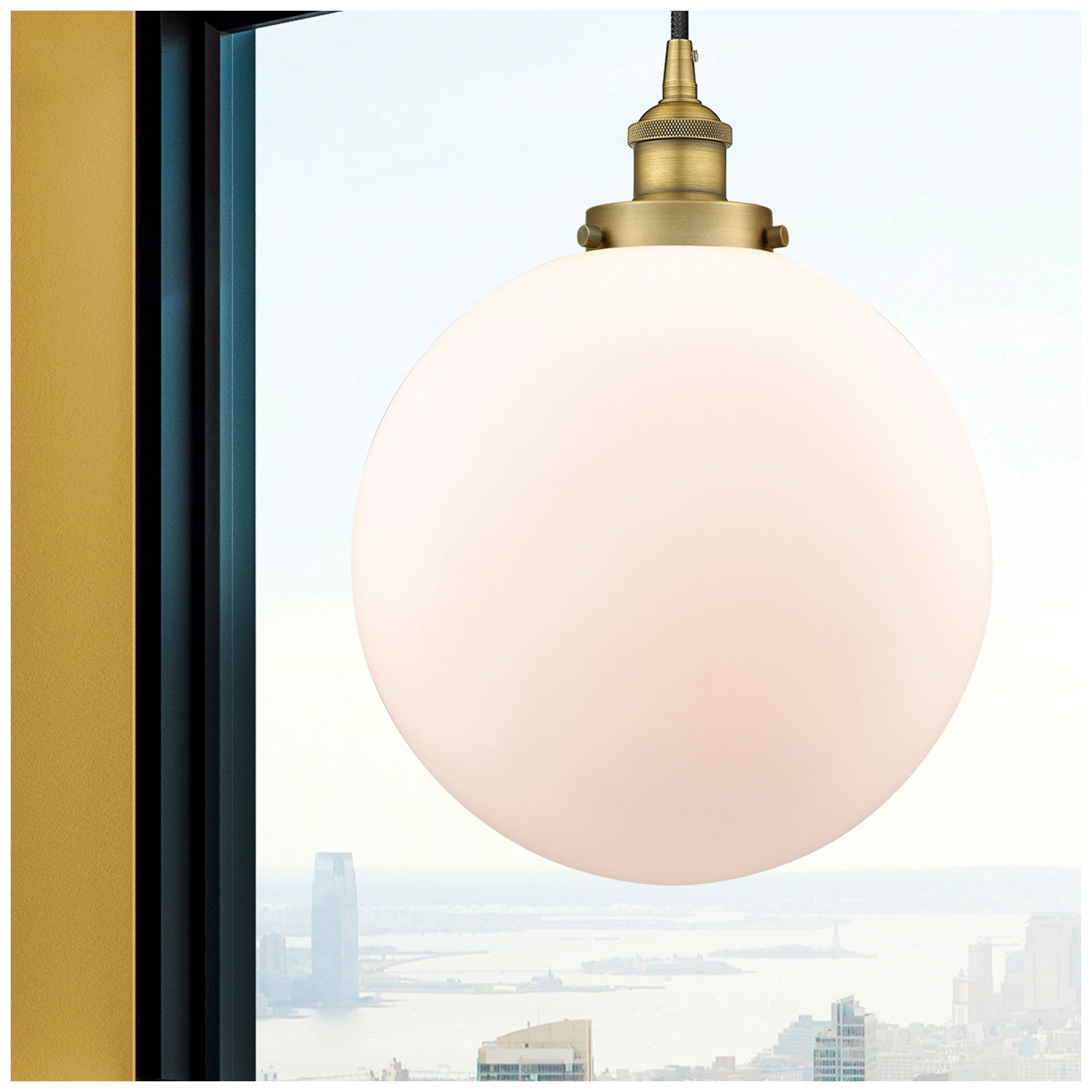 Image 5 Beacon 12" Brushed Brass Mini Pendant w/ Matte White Shade more views