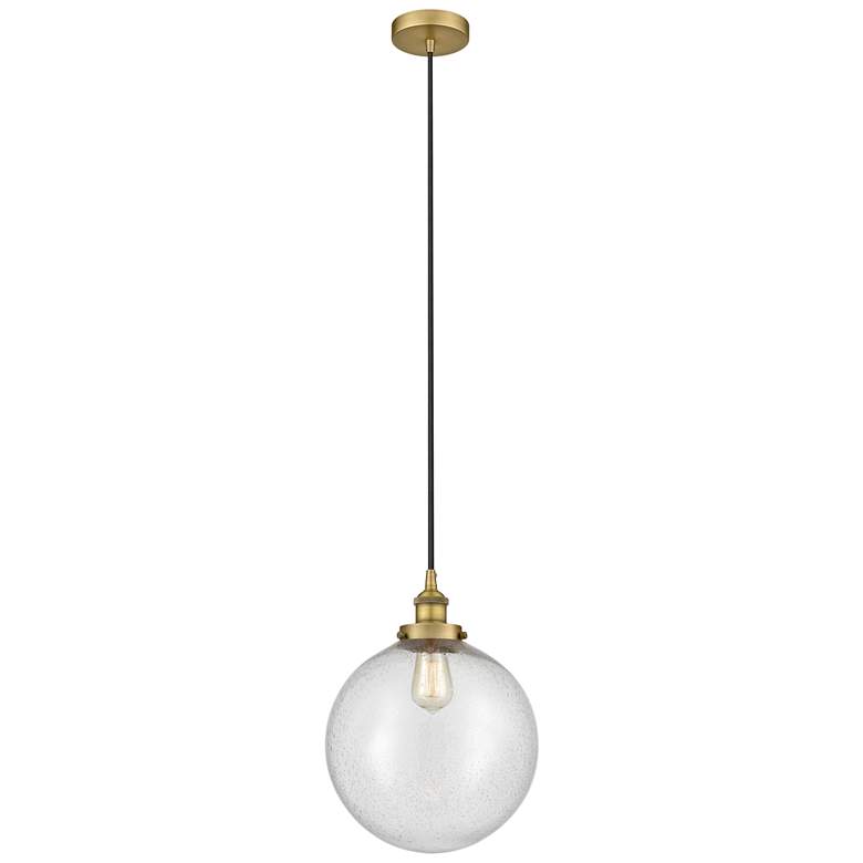 Image 1 Beacon 12" Brushed Brass Mini Pendant w/ Seedy Shade