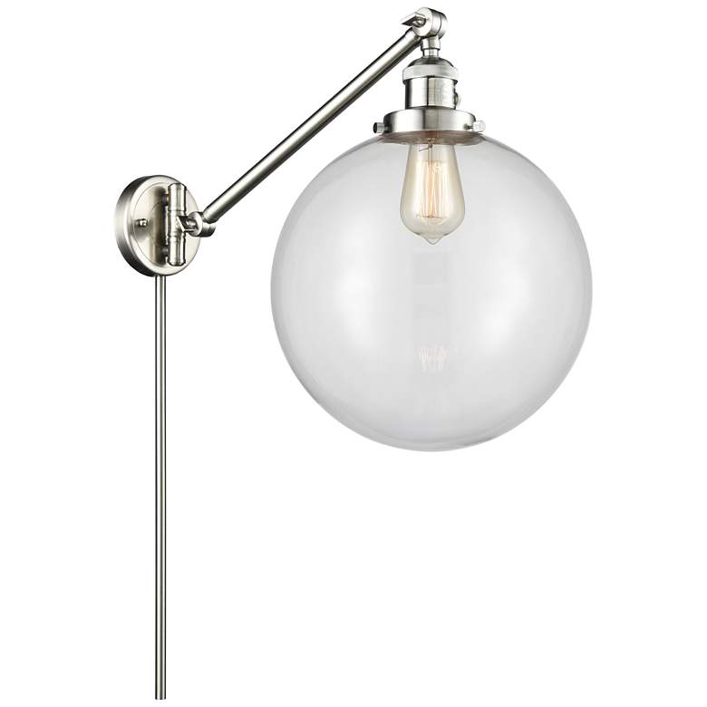 Image 1 Beacon 12" Brushed Satin Nickel LED Swing Arm With Clear Shade