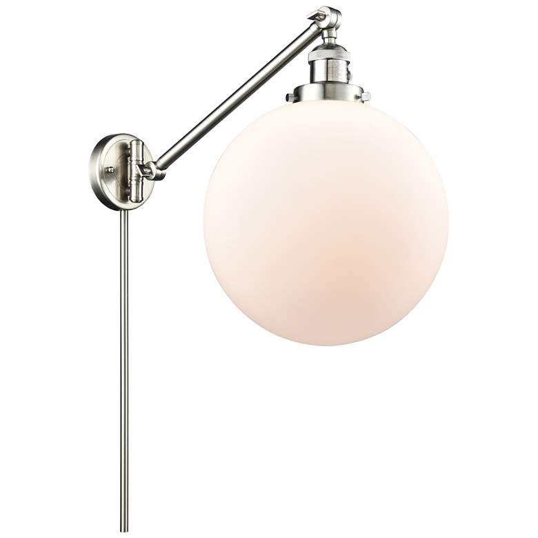 Image 1 Beacon 12" Brushed Satin Nickel LED Swing Arm With Matte White Shade