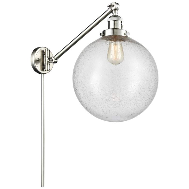 Image 1 Beacon 12" Brushed Satin Nickel LED Swing Arm With Seedy Shade