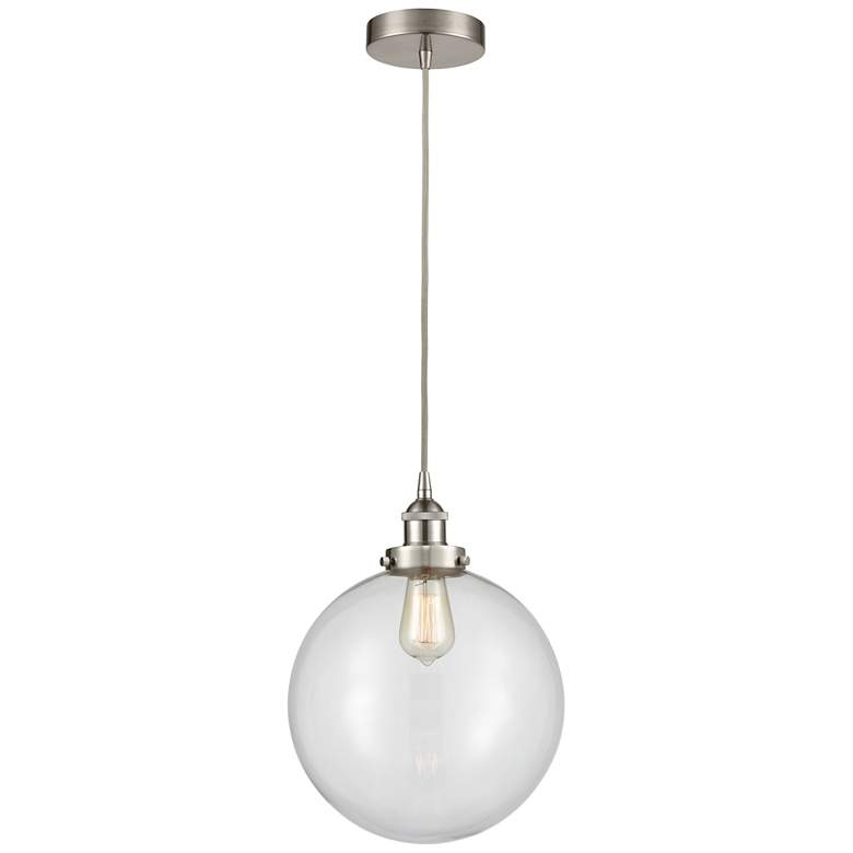 Image 1 Beacon 12" Brushed Satin Nickel Mini Pendant w/ Clear Shade